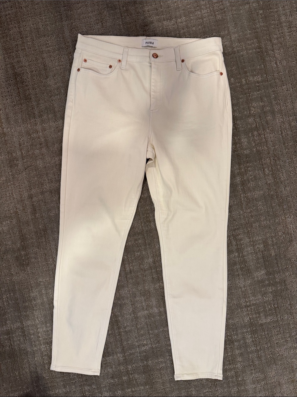 Pistol Women’s Cream Slim Straight Jeans, Size 32